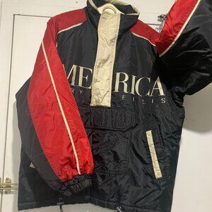 VINTAGE PERRY ELLIS COLORBLOCK LETTER GRAPHIC JACKETS SIZE M